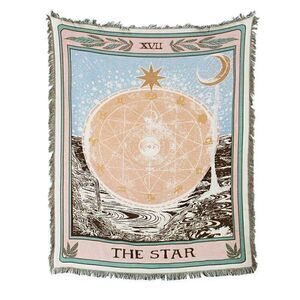 Star Tarot Card Woven Jacquard Throw Blanket Tapestry